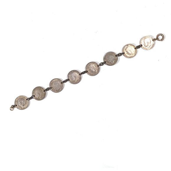 Vintage Coin Bracelet British Thruppence dates from 1917-1940 - Picture 3 of 6